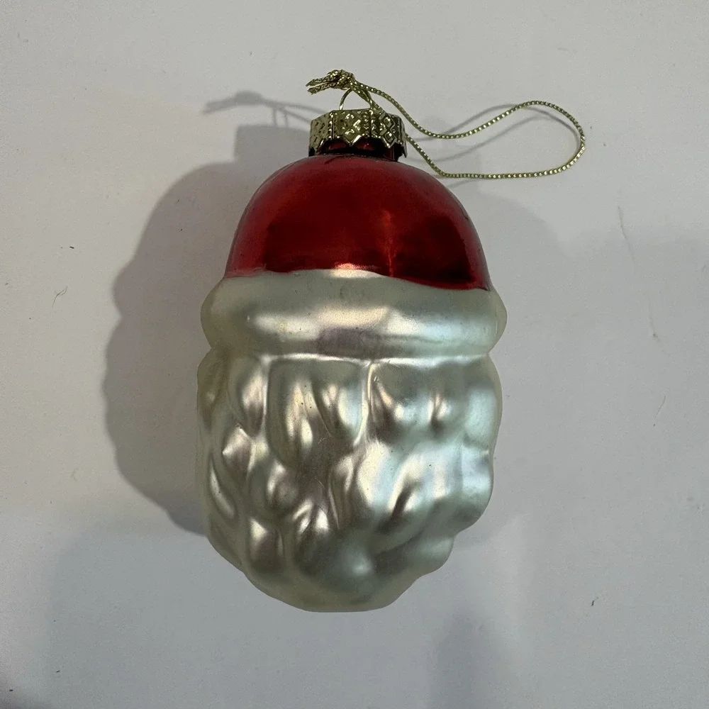 Vintage  SANTA CLAUS Head/Face Blown Mercury Glass Christmas Ornament 3.5